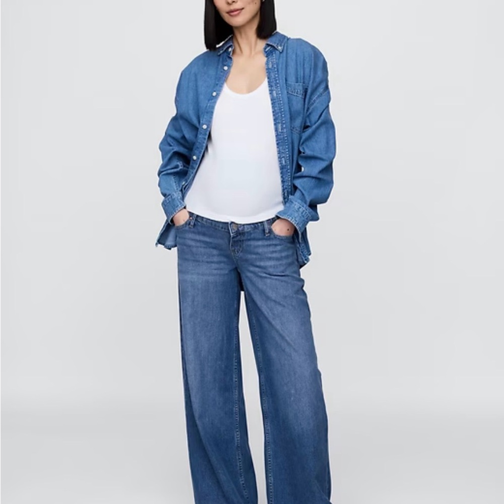 GAP Maternity True Waistband Full Panel UltraSoft Baggy Jeans